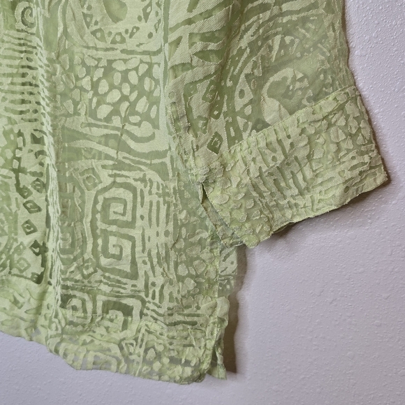 Ruby Rd. Women's Buttonfront Top Lime Green 3/4 sleeve Rayon Blend - Picture 6 of 9